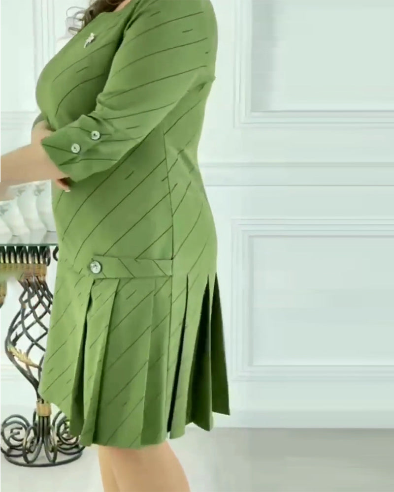 🔥Vente chaude Remise élevée 🌸Robe élégante imprimée à col rond