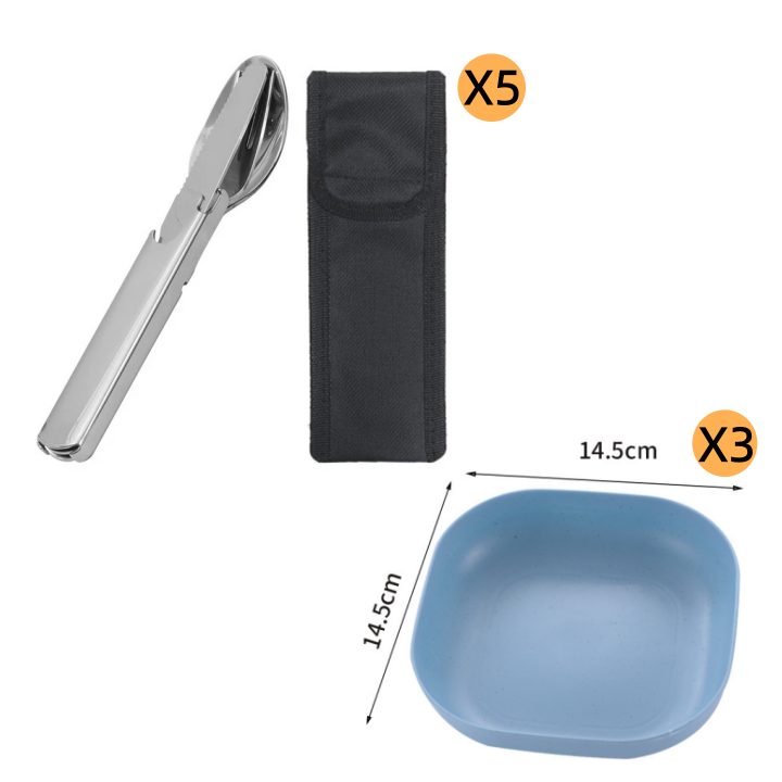 Set de couverts de voyage 4 en 1 en acier inoxydabl