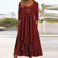 Best-seller🏆👗 Robe midi à volants avec motif en forme de cœur – Coupe trapèze flatteuse et tissu léger, idéale pour les voyages ou les sorties entre amis