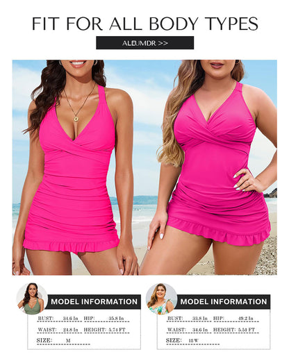 👙 50% DE RÉDUCTION 🌊 Maillot de bain une pièce froncé à décolleté plongeant & dos croisé – Élégant, gainant & parfait pour l'été – allonge la silhouette et met en valeur les courbes ☀️