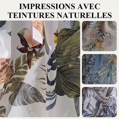 🌷Vente de printemps 53% de réduction🍀Robe à col rond à imprimé botanique pour femmes