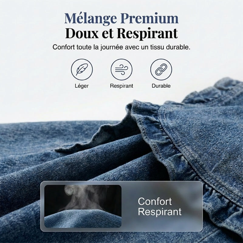 🧥 60% DE RÉDUCTION! ✨ Veste Jean Femme – Volants, Ouverture, Léger, Décontracté ✨