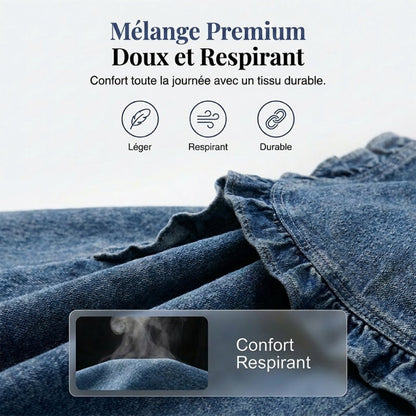 🧥 60% DE RÉDUCTION! ✨ Veste Jean Femme – Volants, Ouverture, Léger, Décontracté ✨