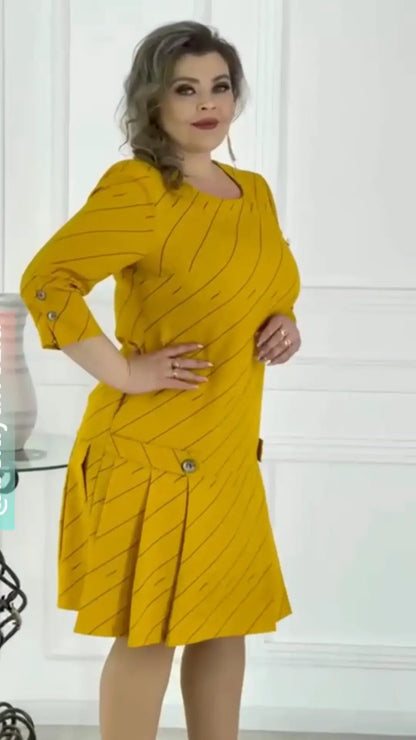 🔥Vente chaude Remise élevée 🌸Robe élégante imprimée à col rond