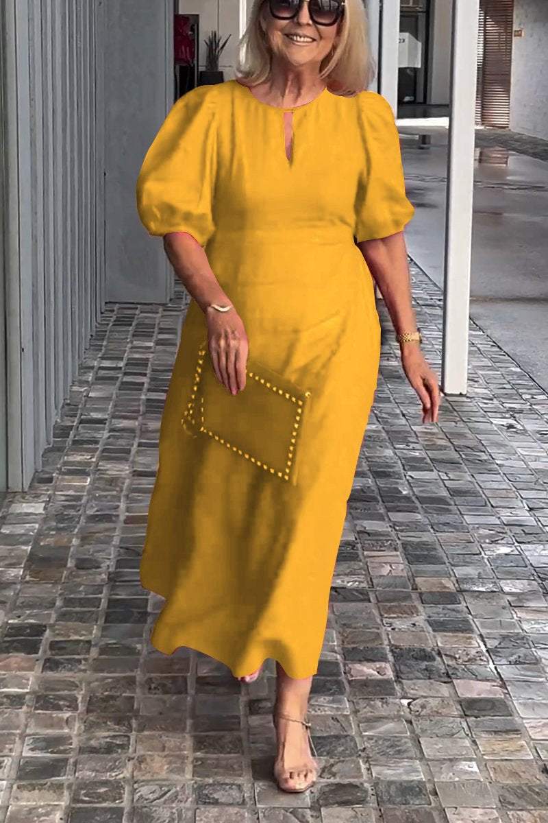 🎉Nouvelles ventes - 50% de réduction🎉Robe en coton et lin de couleur unie