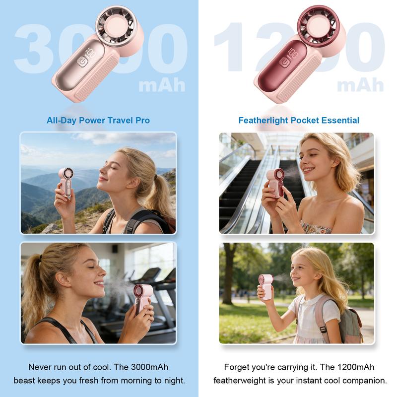 🌀💨Mini ventilateur portable avec affichage LED –👍 Ventilateur de poche turbo 5 vitesses.✨ Rechargeable par USB, refroidissement rapide idéal pour les voyages et le maquillage. Cadeau parfait. Réfrigération portable.