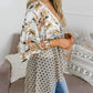 Cardigan pour Femme à Motif Floral avec Manches à Volants et Nœud