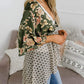 Cardigan pour Femme à Motif Floral avec Manches à Volants et Nœud