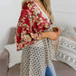 Cardigan pour Femme à Motif Floral avec Manches à Volants et Nœud