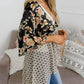 Cardigan pour Femme à Motif Floral avec Manches à Volants et Nœud