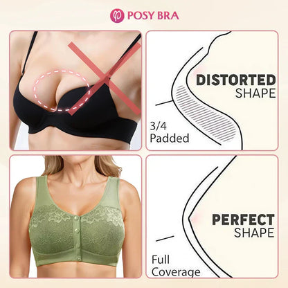 Soutien-gorge galbant sans fil confortable avec boutons sur le devant