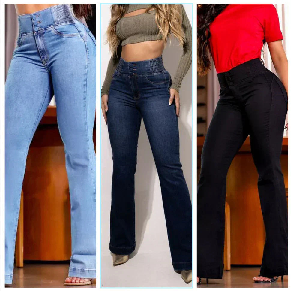 🔥jean évasé taille haute en stretch
