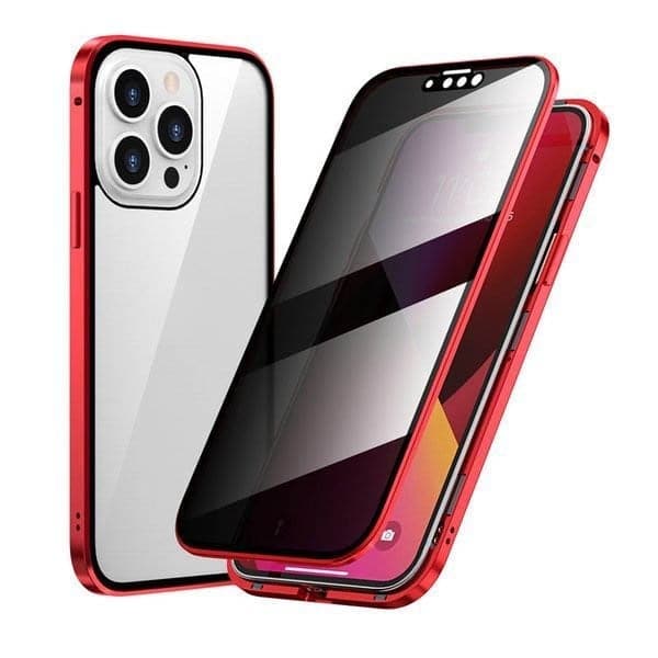 Coque magnétique pour iPhone avec verre de confidentialité et métal