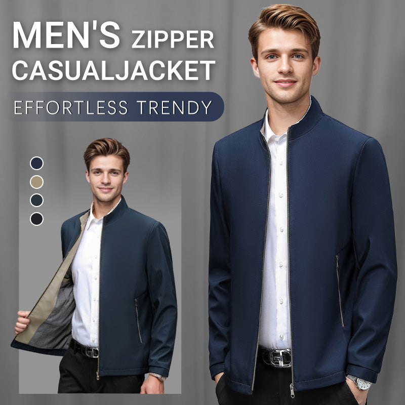 🔥🔥Veste décontractée à col montant et fermeture éclair pour hommes（50% OFF）