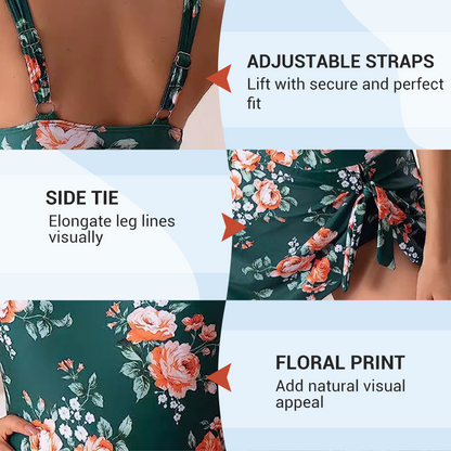 ⏳👙 PROMO LIMITÉE 50% ! Maillot de Bain Une Pièce Femme avec Jupe Nouée & Short Intégré – Taille Haute Effet Ventre Plat, Bretelles Réglables, Coussinets Amovibles, Parfait pour Plage & Piscine 🌊
