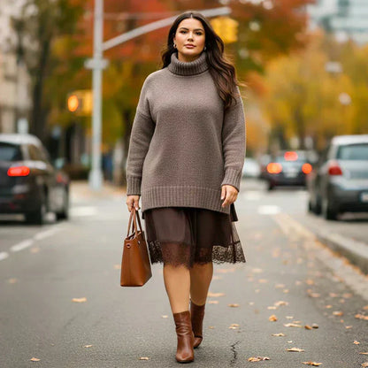 ❄️💃 Soldes d'hiver - 39 % de réduction 👗 Ensemble mini-robe et pull à col roulé pour femme