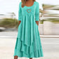 Bestseller🏆👗 Tiered Midi Dress with Heart Accent – Flattering A-Line & Breezy Fabric for Travel or Gatherings
