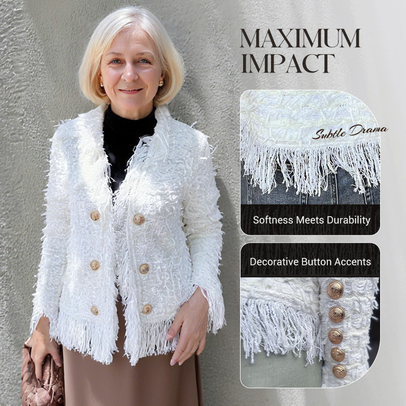 Manteau court à boutons et pompons pour femme 💼 – Élégance et boutons, idéal pour le bureau et les occasions décontractées 👠
