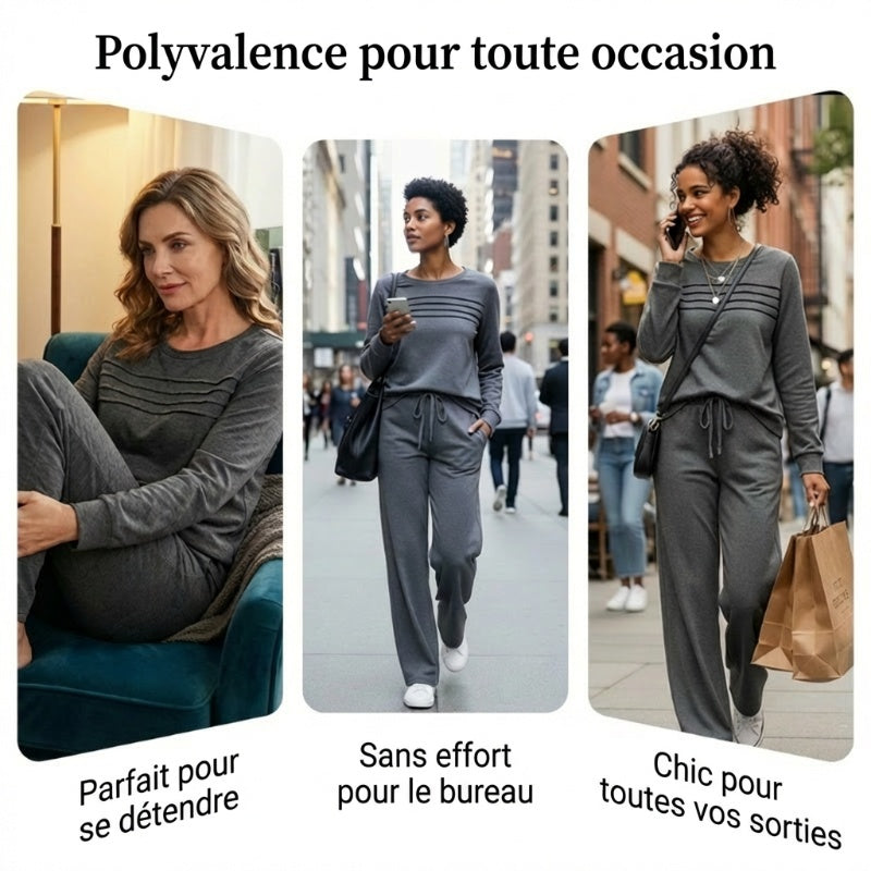 🥳💞 +45 000 vendues🔥60 % de réduction💥Ensemble Femme Décontracté avec Haut et Pantalon à Cordon de Serrage👕👖