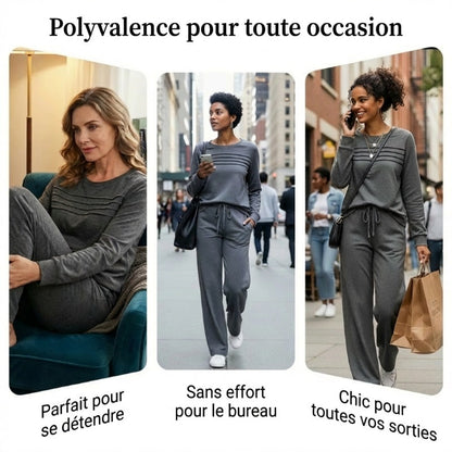🥳💞 +45 000 vendues🔥60 % de réduction💥Ensemble Femme Décontracté avec Haut et Pantalon à Cordon de Serrage👕👖
