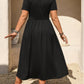 Robe midi grande taille à col V avec volants et manches courtes