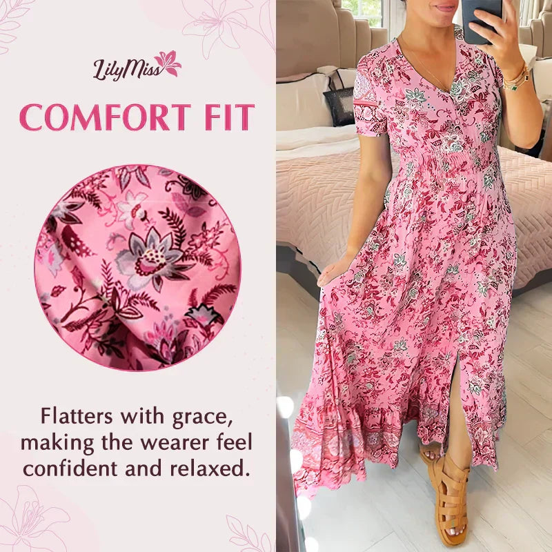 🔥 Printemps 2026 Nouveautés 🔥Robe à motif floral et décolleté en V