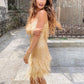 👗 60 % DE RÉDUCTION MAINTENANT ! ✨ Robe à bretelles spaghetti et franges – Paillettes glamour, jupe fluide à volants, parfaite pour une soirée festive 🌟🎉