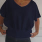 Simple Solid Color V-Neck Half-Sleeve T-Shirt