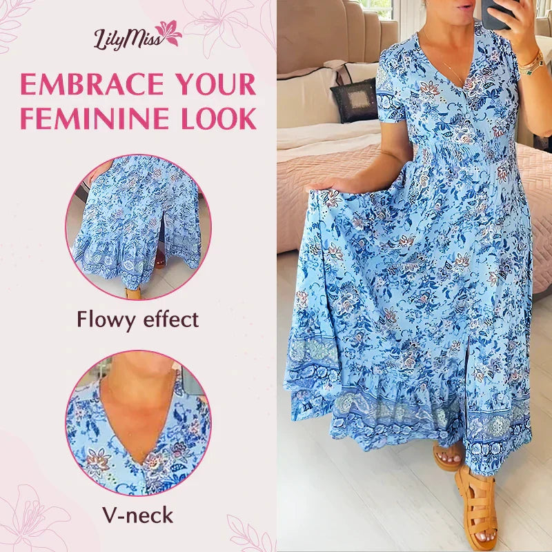 🔥 Printemps 2026 Nouveautés 🔥Robe à motif floral et décolleté en V