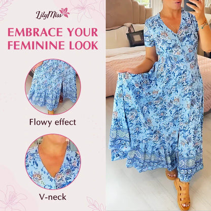 🔥 Printemps 2026 Nouveautés 🔥Robe à motif floral et décolleté en V
