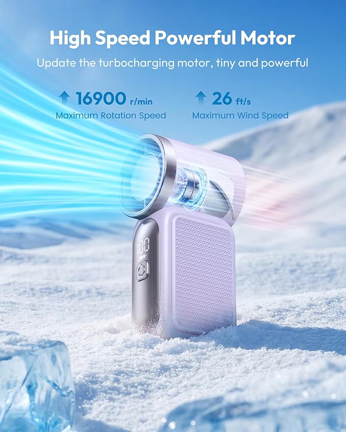 🌀💨Mini ventilateur portable avec affichage LED –👍 Ventilateur de poche turbo 5 vitesses.✨ Rechargeable par USB, refroidissement rapide idéal pour les voyages et le maquillage. Cadeau parfait. Réfrigération portable.