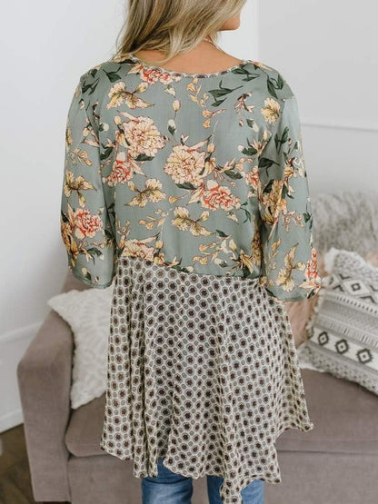Cardigan pour Femme à Motif Floral avec Manches à Volants et Nœud