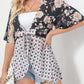 Cardigan pour Femme à Motif Floral avec Manches à Volants et Nœud