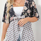 Cardigan pour Femme à Motif Floral avec Manches à Volants et Nœud