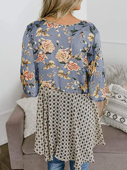 Cardigan pour Femme à Motif Floral avec Manches à Volants et Nœud