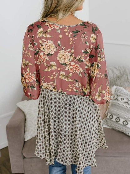 Cardigan pour Femme à Motif Floral avec Manches à Volants et Nœud