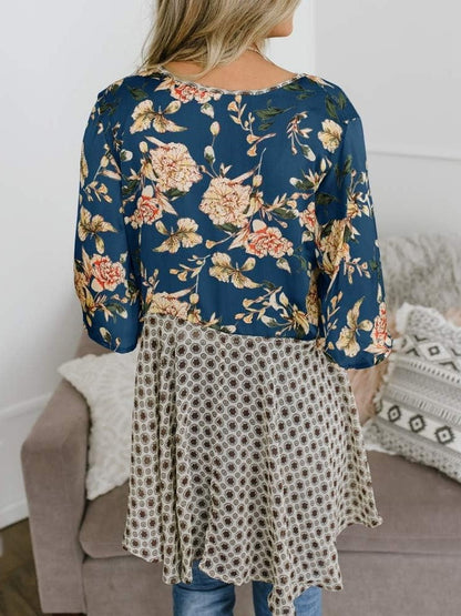 Cardigan pour Femme à Motif Floral avec Manches à Volants et Nœud