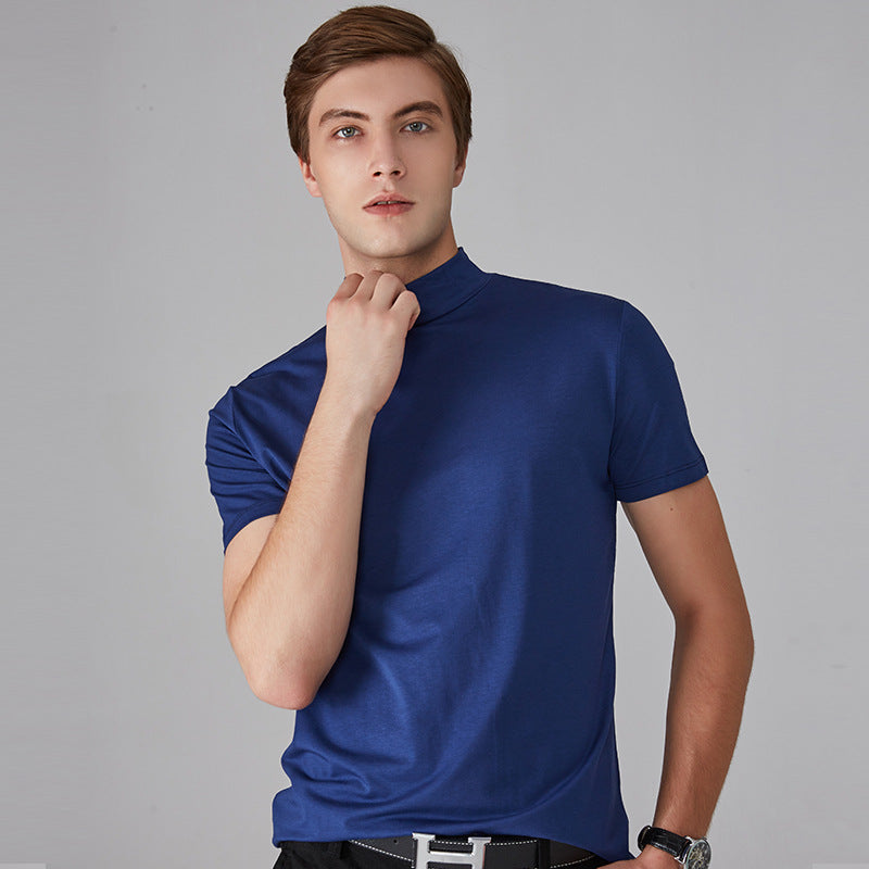 👕 50% de Réduction! 🔝 T-shirt Slim Fit à Col Montant pour Homme – Ajusté, Confortable & Style Moderne 🎁