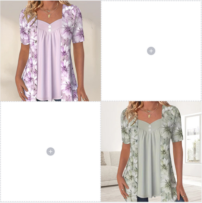Nouveaux produits👚Top patchwork floral irrégulier pour femmes