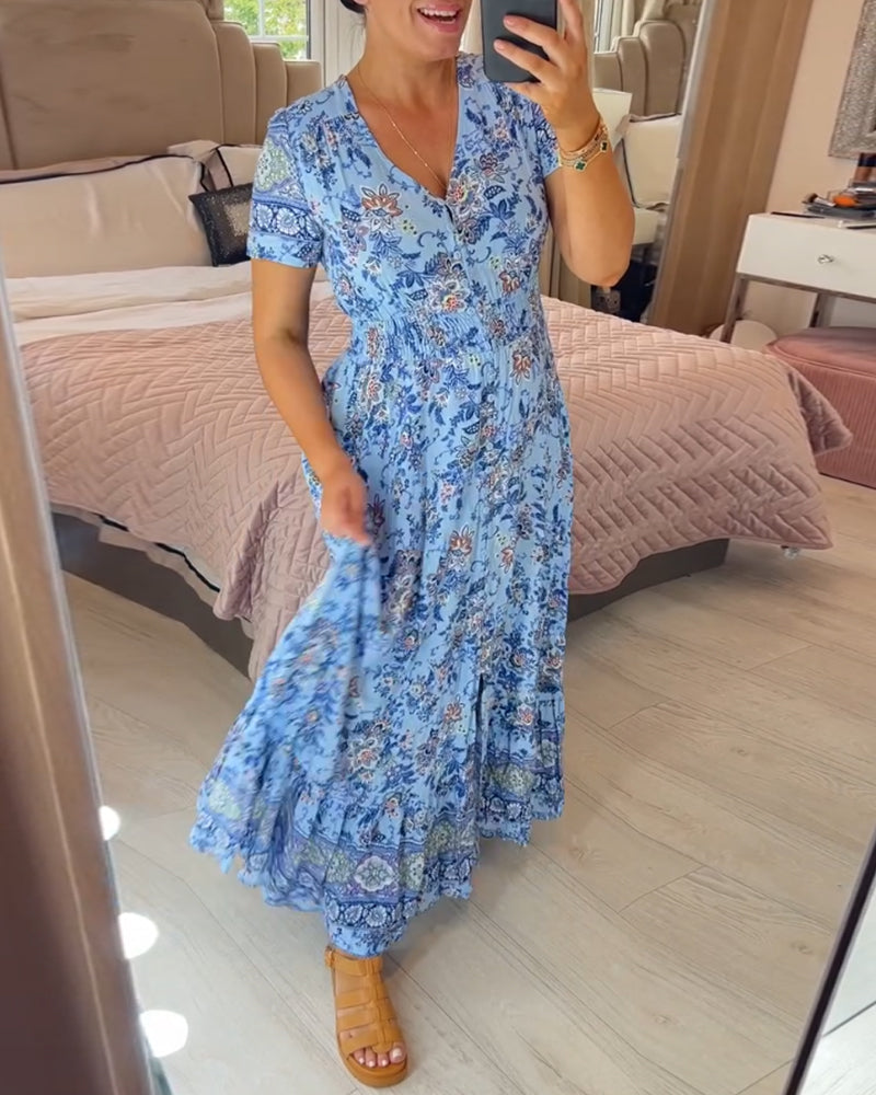 🔥 Printemps 2026 Nouveautés 🔥Robe à motif floral et décolleté en V