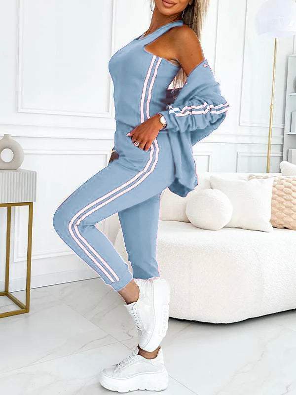 Ensemble trois pièces pour femme comprenant une veste et un pantalon de baseball