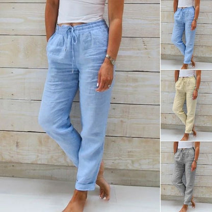 💎 50% DE RÉDUCTION ! 💎 Pantalon Décontracté à Jambe Droite – Coton & Lin Respirant, Taille Élastiquée & 6 Couleurs Disponibles 🌿👖