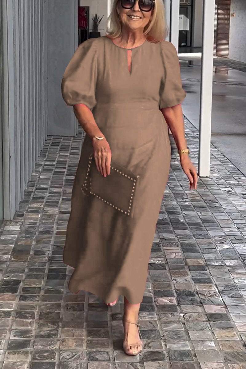 🎉Nouvelles ventes - 50% de réduction🎉Robe en coton et lin de couleur unie