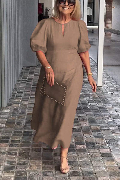 🎉Nouvelles ventes - 50% de réduction🎉Robe en coton et lin de couleur unie