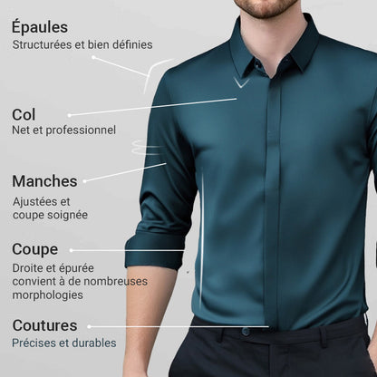 Chemise Habillée Extensible Infroissable pour Hommes🔥【Aucun repassage requis】🔥