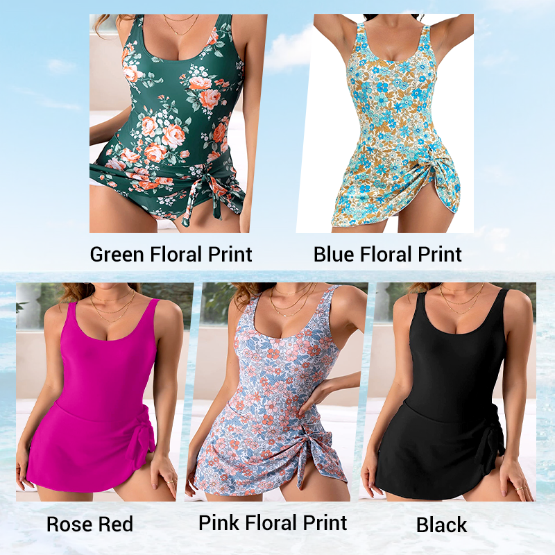 ⏳👙 PROMO LIMITÉE 50% ! Maillot de Bain Une Pièce Femme avec Jupe Nouée & Short Intégré – Taille Haute Effet Ventre Plat, Bretelles Réglables, Coussinets Amovibles, Parfait pour Plage & Piscine 🌊