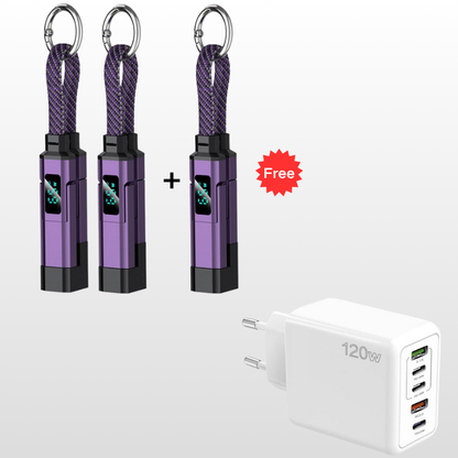💥 Offre spéciale : Achetez 2, recevez 1 GRATUIT !🔌 Câble de charge 4 en 1 avec affichage numérique et anneau porte-clés – charge rapide, résistant aux nœuds et compact