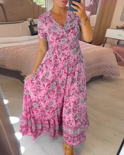 🔥 Printemps 2026 Nouveautés 🔥Robe à motif floral et décolleté en V
