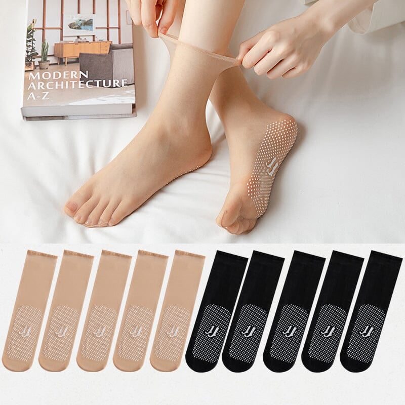 🔥Chaussettes soyeuses en coton antidérapantes