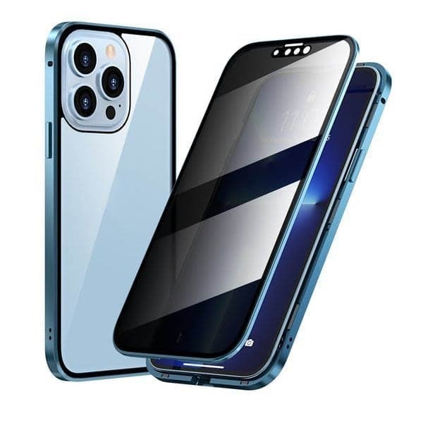 Coque magnétique pour iPhone avec verre de confidentialité et métal